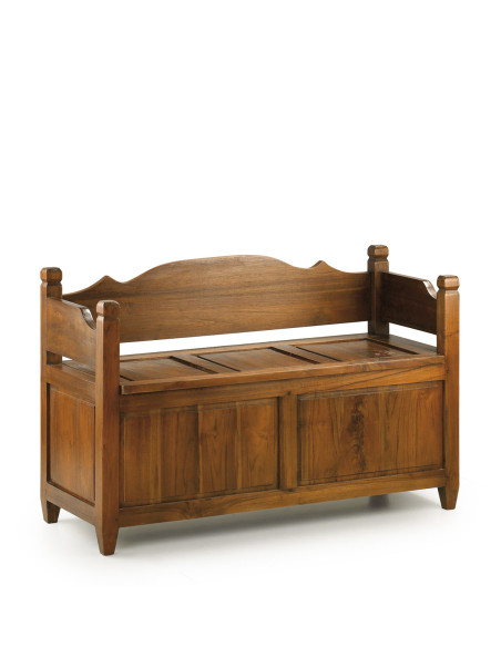 Banc coffre en bois massif de mindi teinté