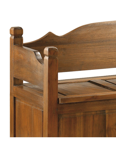 Banc coffre en bois massif de mindi teinté