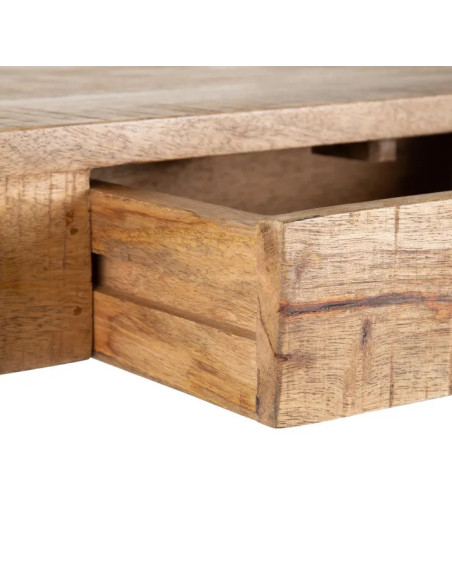 Bureau 2 tiroirs en manguier et métal