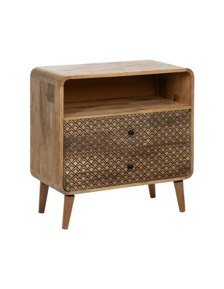 Meuble d'appoint 1 niche et 2 tiroirs sculptés