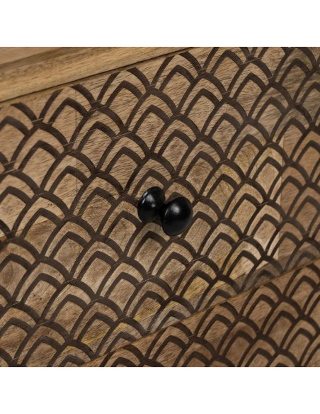 Meuble d'appoint 1 niche et 2 tiroirs sculptés