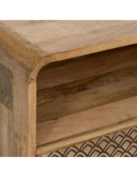 Meuble d'appoint 1 niche et 2 tiroirs sculptés