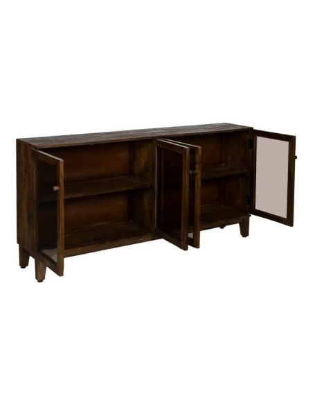 Bahut en manguier teinté 4 portes en verre