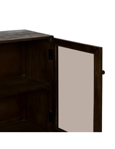 Bahut en manguier teinté 4 portes en verre