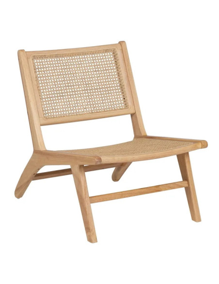 Fauteuil lounge en hévéa et rotin