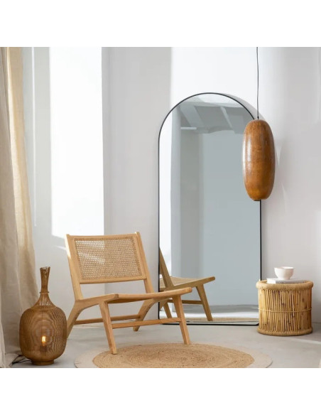 Fauteuil lounge en hévéa et rotin