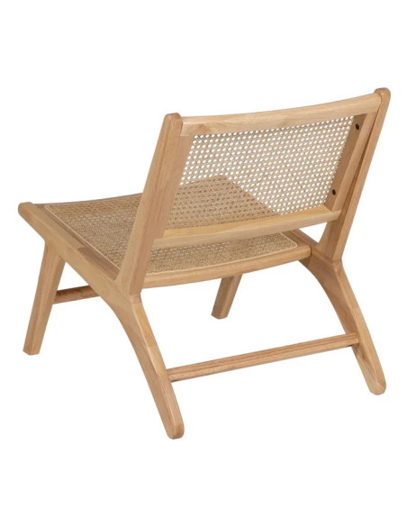 Fauteuil lounge en hévéa et rotin