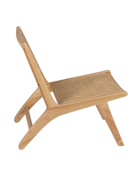 Fauteuil lounge en hévéa et rotin