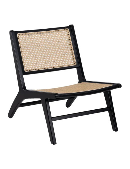 Fauteuil lounge en hévéa et rotin