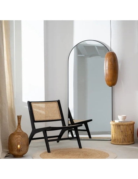 Fauteuil lounge en hévéa et rotin