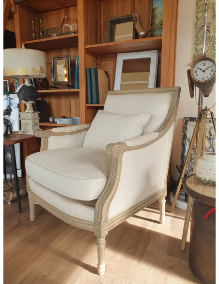 Fauteuil Dania en bouleau et lin