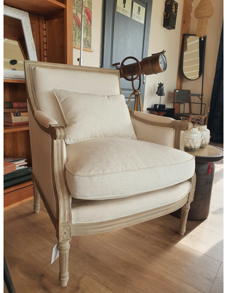 Fauteuil Dania en bouleau et lin