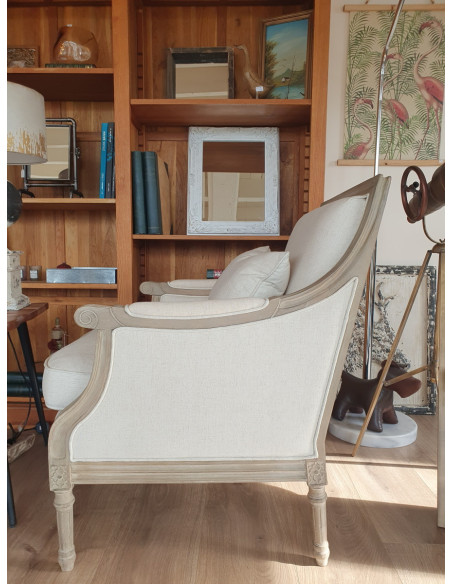 Fauteuil Dania en bouleau et lin