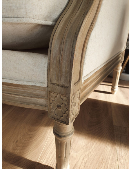 Fauteuil Dania en bouleau et lin