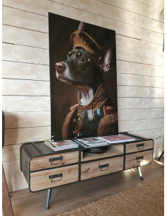 Grand cadre en verre chien...