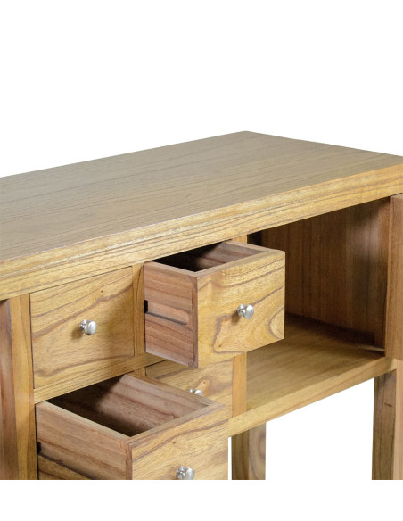 Console double plateau en mindi 2 portes et tiroirs