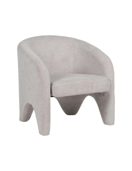 Fauteuil arrondi et design en tissu beige