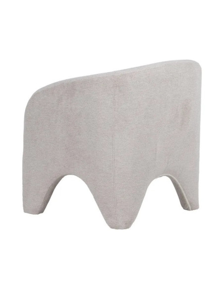 Fauteuil arrondi et design en tissu beige