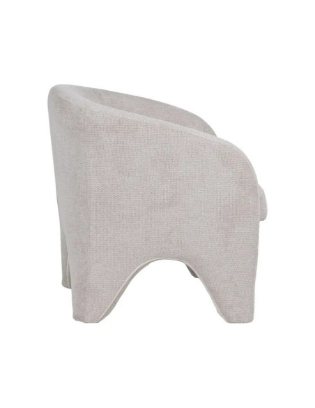 Fauteuil arrondi et design en tissu beige