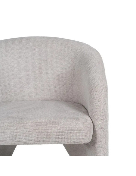 Fauteuil arrondi et design en tissu beige