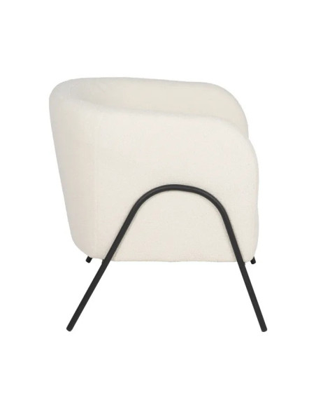 Fauteuil en tissu moumoute blanc et pieds en métal