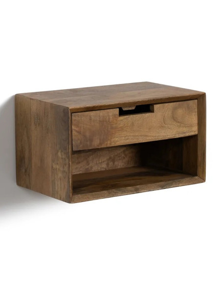 Chevet mural en manguier avec tiroir et niche