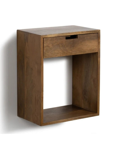 Chevet mural en manguier avec tiroir et niche