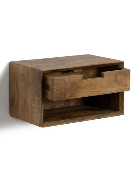 Chevet mural en manguier avec tiroir et niche