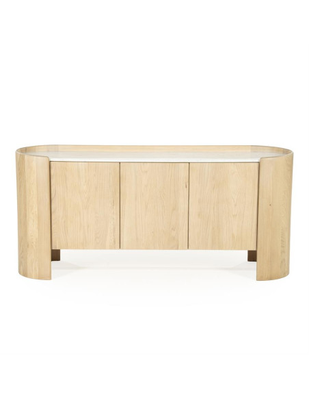 Buffet arrondi en chêne et marbre Don