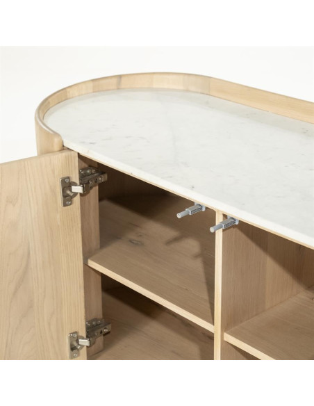 Buffet arrondi en chêne et marbre Don
