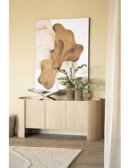 Buffet arrondi en chêne et marbre Don