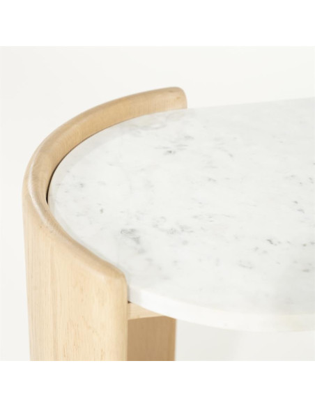 Table d'appoint ovale en chêne et marbre Don