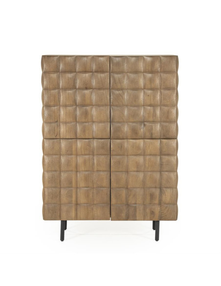 Armoire 4 portes damier en manguier et métal Félix