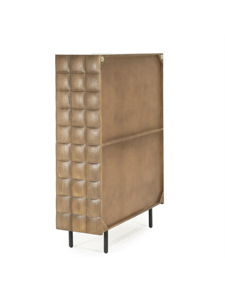 Armoire 4 portes damier en manguier et métal Félix