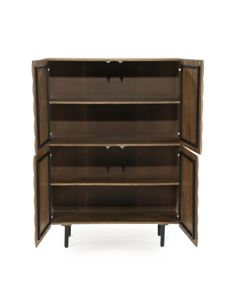 Armoire 4 portes damier en manguier et métal Félix