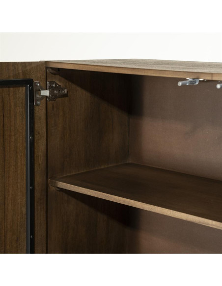 Armoire 4 portes damier en manguier et métal Félix