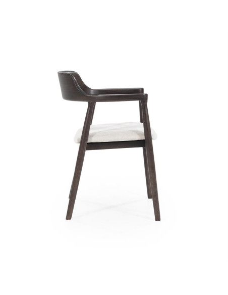 Fauteuil de repas design en bois et assise tissu