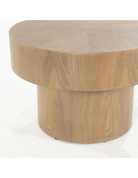 Table basse ronde en noyer Bobbie