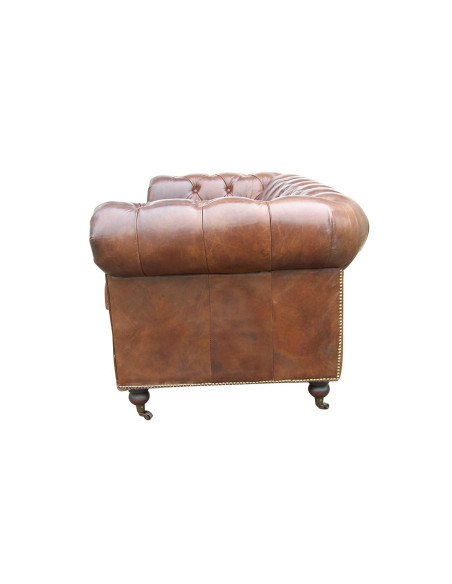 Canapé en cuir capitonné de style Chesterfield 2 places