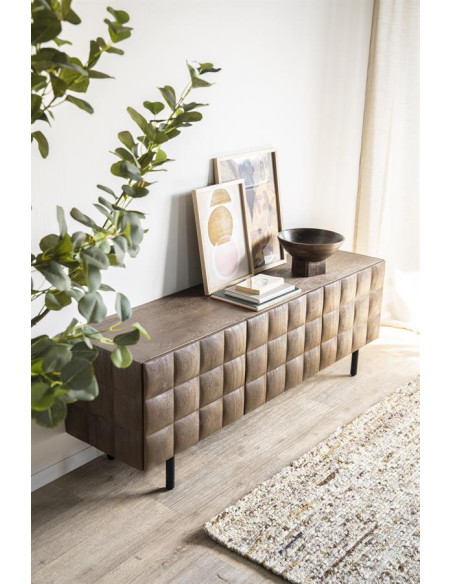 Meuble TV 3 portes damier Félix