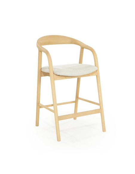 Chaise de bar scandinave en bois naturel et assise tissu