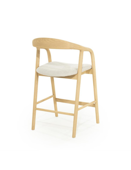 Chaise de bar scandinave en bois naturel et assise tissu