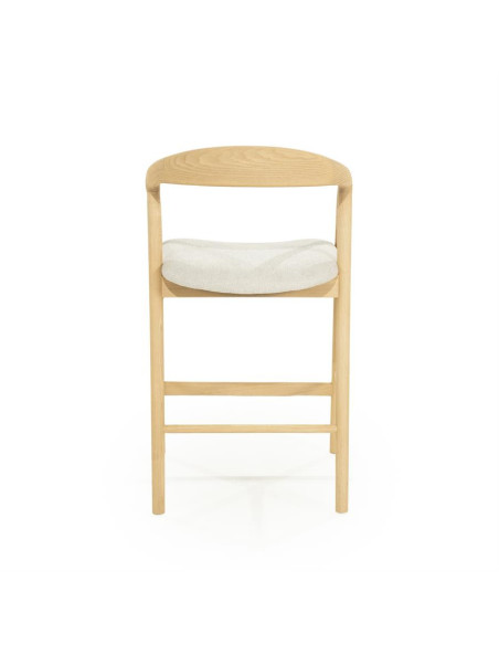 Chaise de bar scandinave en bois naturel et assise tissu