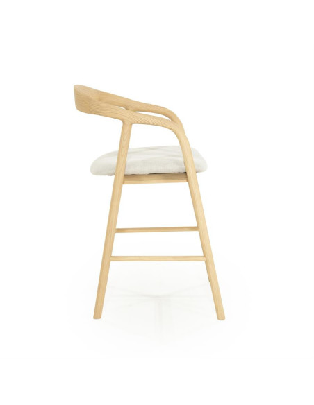 Chaise de bar scandinave en bois naturel et assise tissu