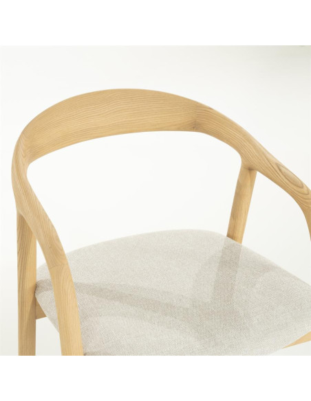 Chaise de bar scandinave en bois naturel et assise tissu