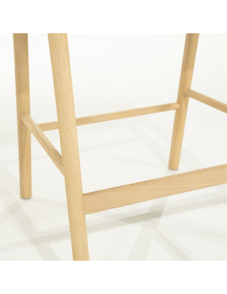 Chaise de bar scandinave en bois naturel et assise tissu