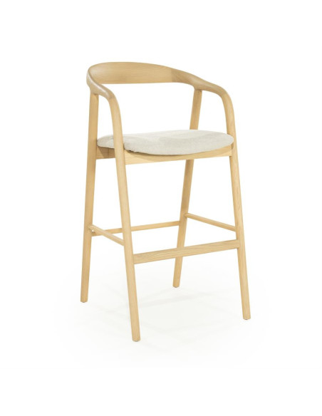 Chaise de bar scandinave en bois naturel et assise tissu