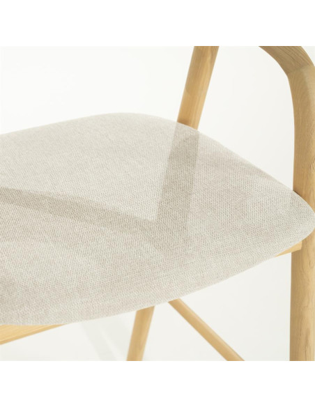 Chaise de bar scandinave en bois naturel et assise tissu