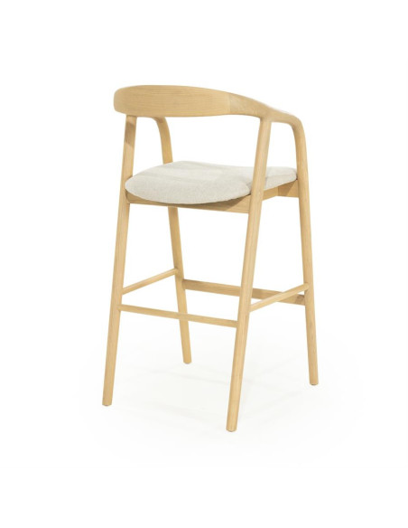 Chaise de bar scandinave en bois naturel et assise tissu