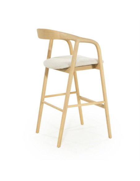 Chaise de bar scandinave en bois naturel et assise tissu